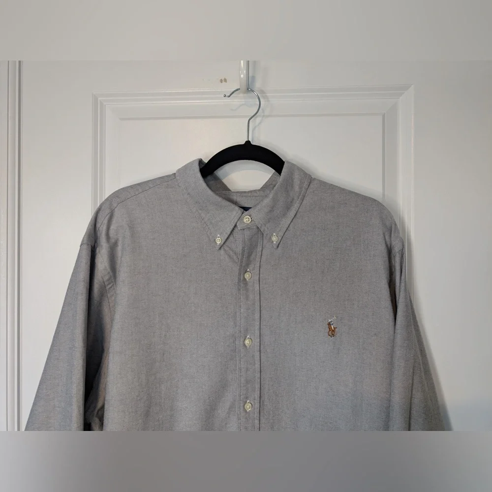 Ralph Lauren Men’s Classic Fit Button Down Shirt Gray Size XXL